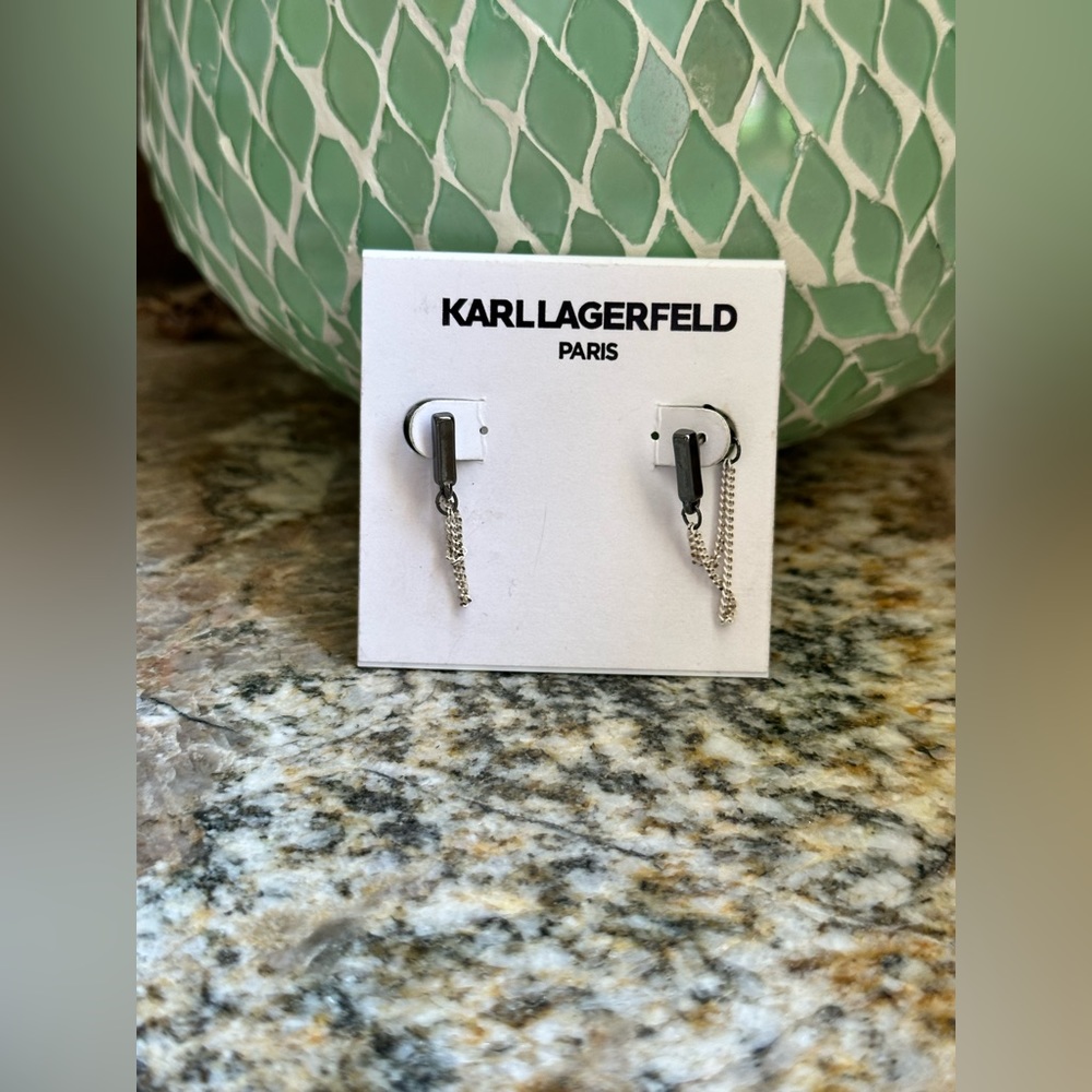 Karl Lagerfeld Two Tone Chain Earrings